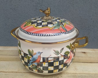 20 cm Enamel Pot, Casserole , Enamel Pot , Cook Pot ,Enamelware , Cookware