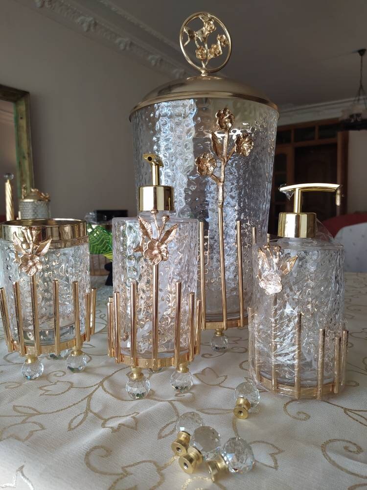 Luxury Bathroom Set Luxury Gold Bathroom Set Golden Etsy