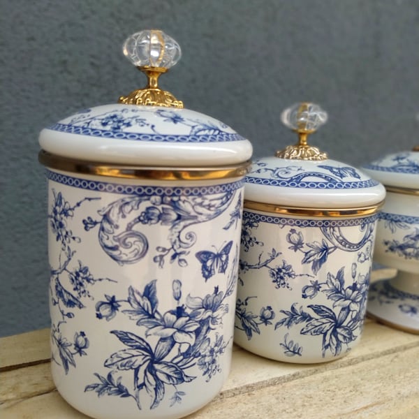 Canister Blue & White 2 Assorted