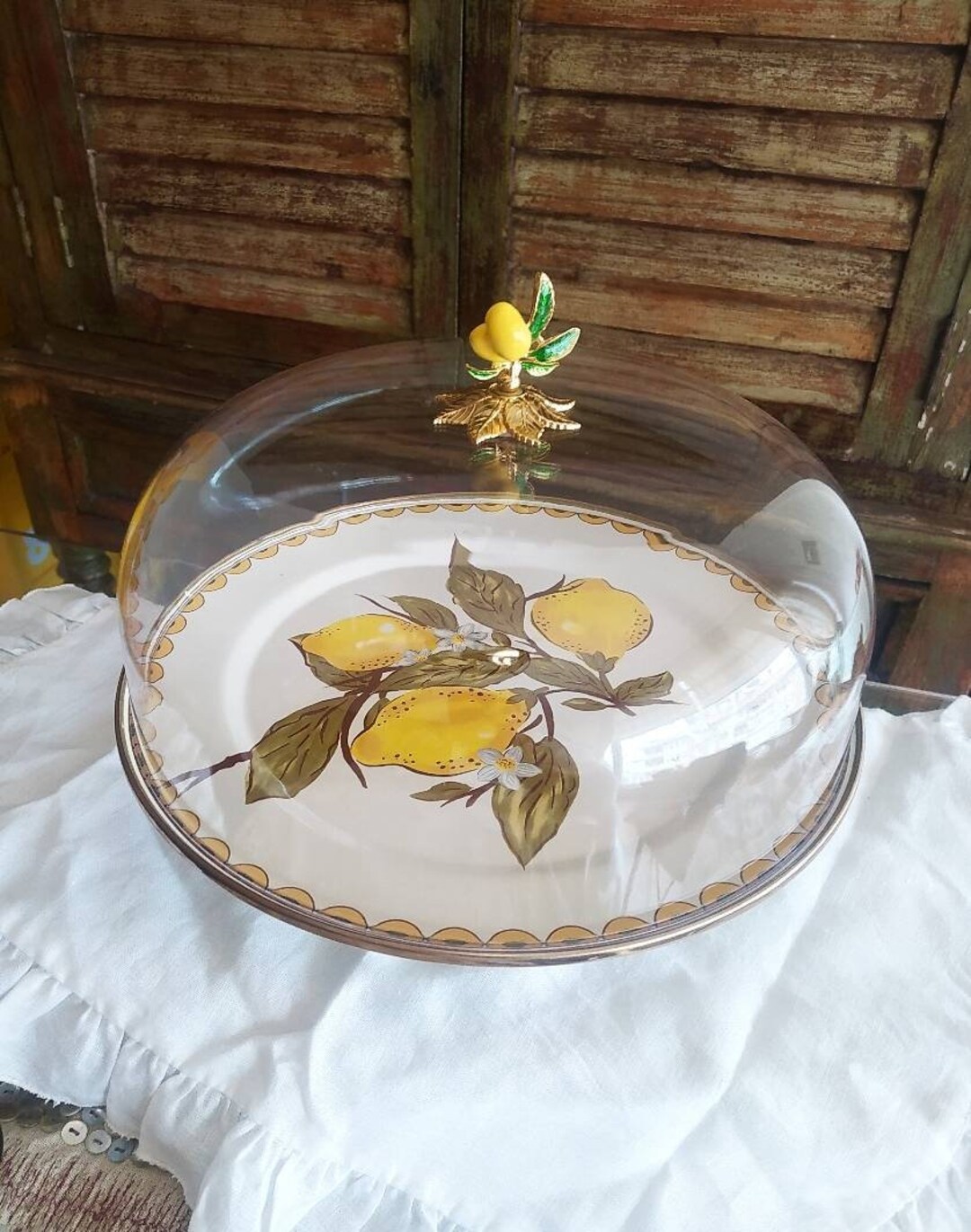 30 Cm Enamel Cake Stand Plexi Domelemon Cake Stand Cheese Etsy