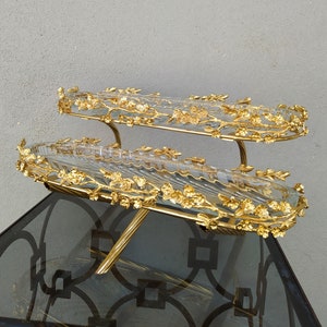 Stunning 2 Layers Brass Serving Tray , Serving Tray , Presantaion Tray, Cake Stand, Gold Serving Tray, Gift for Mom