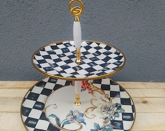 2 Layers Cake Stand, Enamel Cake Stand