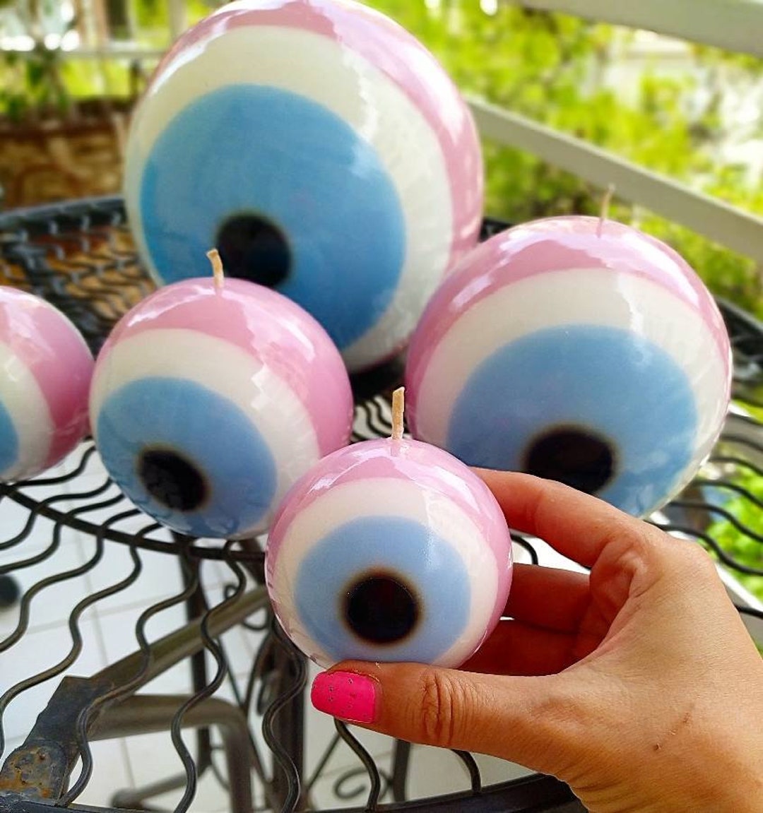 Evil Eye Candle, Pink Candle , Evil Eye ,turkish Eye Candle, Pink Evil