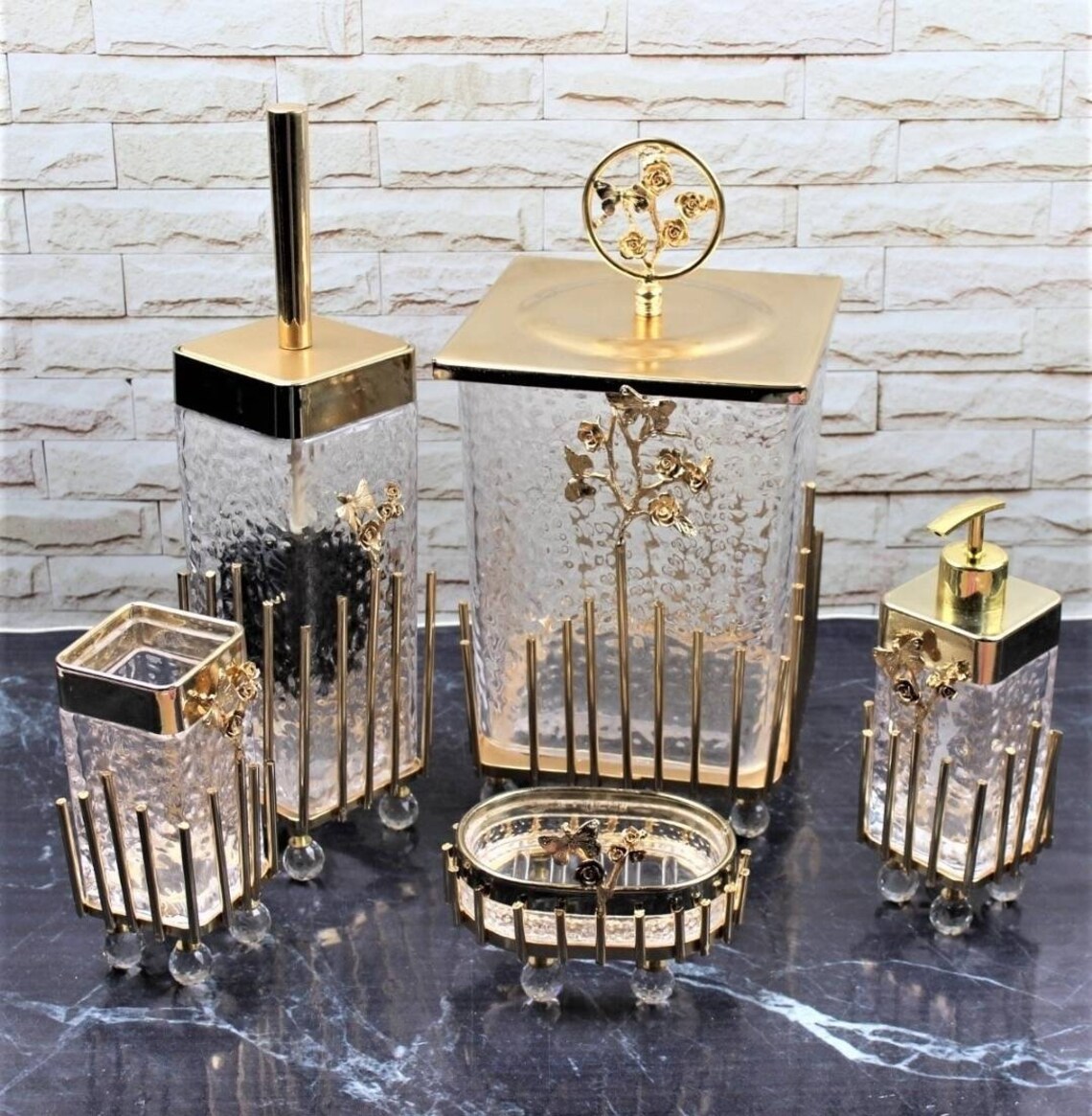 Luxury Bathroom Set Luxury Gold Bathroom Set Golden - Etsy UK