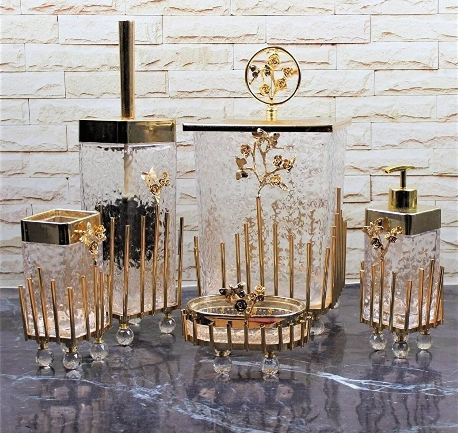 Luxury Bathroom Set Luxury Gold Bathroom Set Golden Etsy