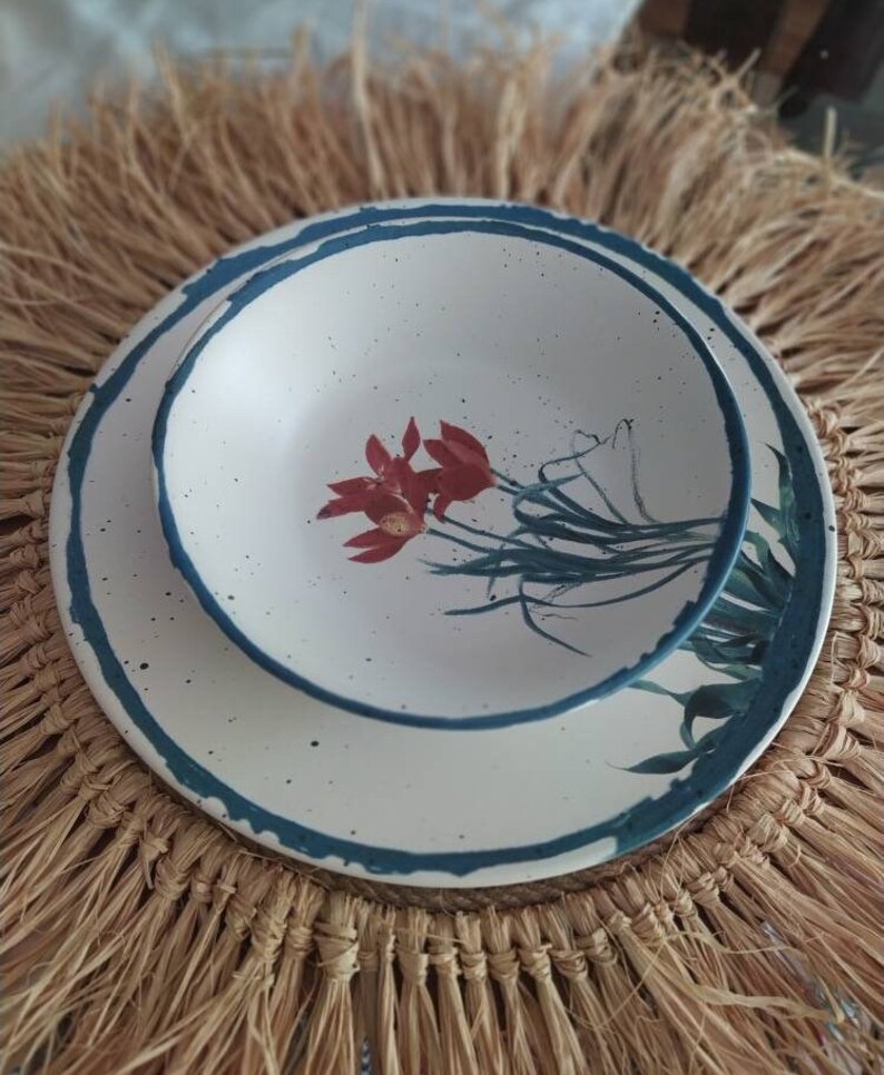 Stunning Stoneware Dinner Set Earthenware Dinner Set Etsy