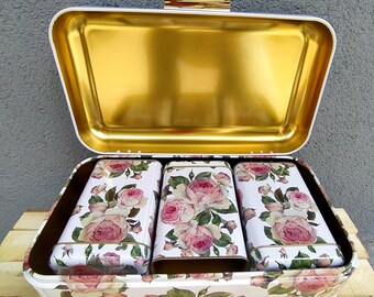 Metal Rose design Bread Box , 4 Pieces Bread Box, Biscuit Tin , Bread Tin