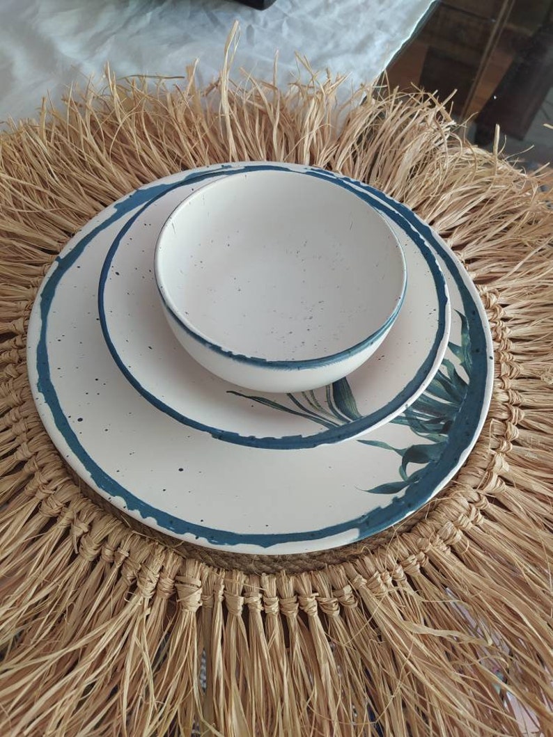 Stunning Stoneware Dinner Set Earthenware Dinner Set Etsy