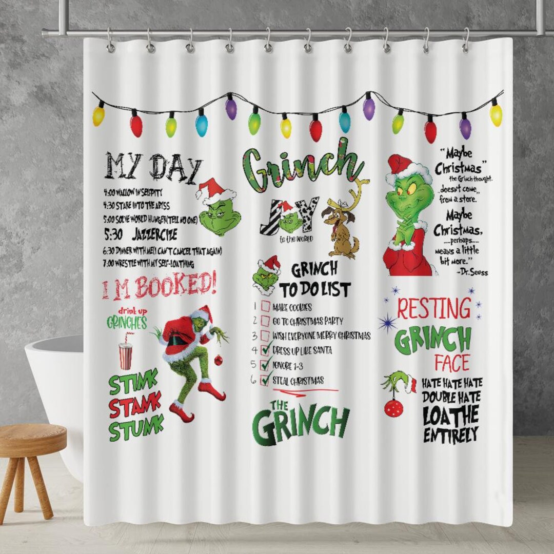 How the Grinch Stole Christmas Shower Curtain Christmas Decor Whooville