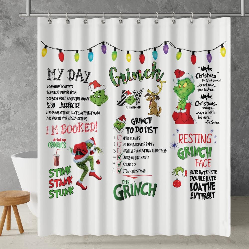 Grinch cheap shower curtain