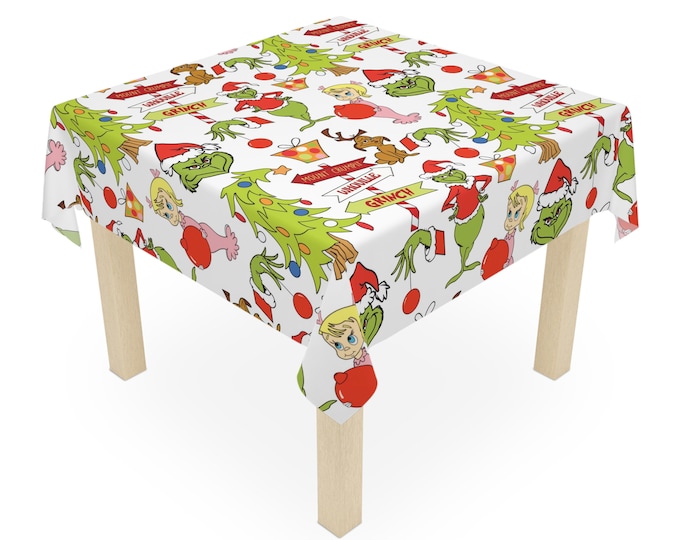 Grinch Stole Christmas Movie Square Tablecloth Holiday Decor Christmas