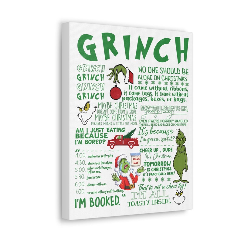 Grinch Quotes Sayings Christmas Canvas Gallery Wraps Etsy