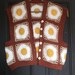 crochet egg on toast vest. granny square. cardigan