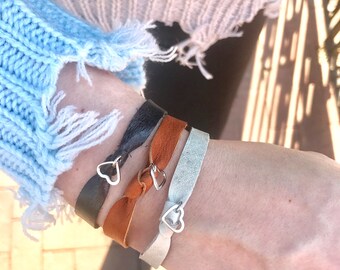 Heart on Your Sleeve Leather Bracelet