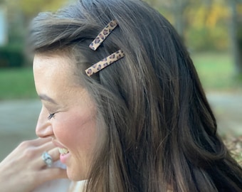 Leather Winter Hair Barrette Clips