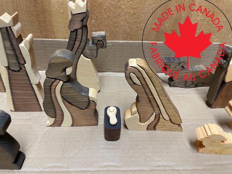 12 Piece Nativity Set Hand Made. US shipping includes tariff. Manger and baby Jesus changed for this set