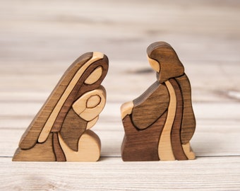 10 Piece Wooden Nativity . Will last a lifetime.  Dark or Light skin tone option. Hand made by me!