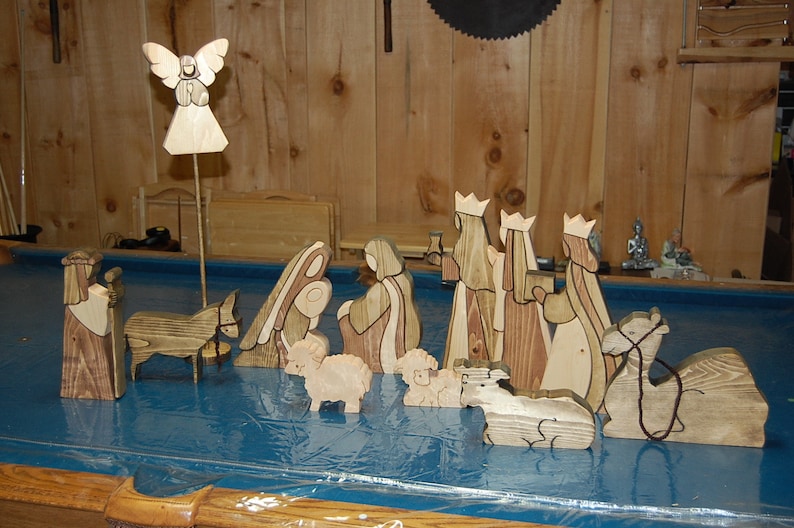 Large 12 Piece Wooden Nativity Set is made to last a lifetime. No price increases for 2023.Low stock. Sell out every season. image 2