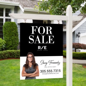 Real Estate Yard Sign #1 | For Sale Sign l Custom Designed With Your Company Logo, Colors, Fonts, Etc. l Easy to Design In Canva