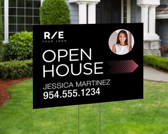 Real Estate Open House Yard Sign with FREE Shipping | Physical 24&quot;X18&quot; Coroplast 2 Sided with Yard Stakes - Custom with Your Info #12