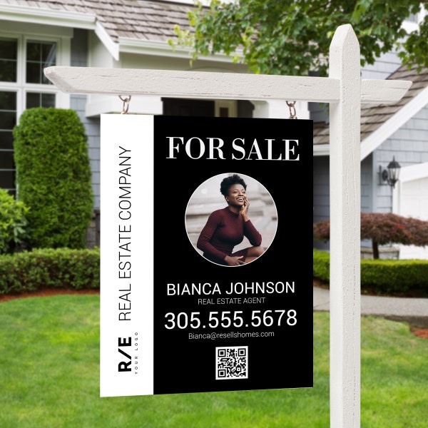 Real Estate Yard Sign #8 |  For Sale Sign | Property Sign | Listing Sign Template | Canva Template | Editable | Luxury Realtor