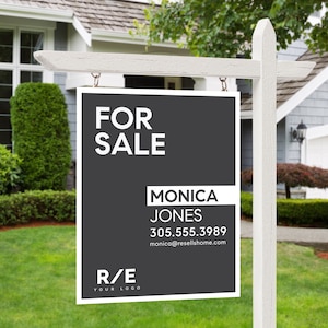 Real Estate Yard Sign | For Sale Sign with FREE Shipping| Physical 18&quot;X24&quot; Alumicore Thick Sign with holes for hanging l Custom Aluminum