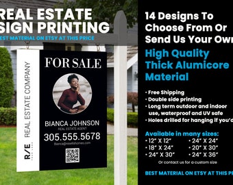 Real Estate Yard Sign | For Sale Sign with FREE Shipping| Best Quality on Etsy Thick Sign with holes for hanging l Double Sided l Many Sizes