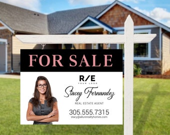 Real Estate Yard Sign | For Sale Sign with FREE Shipping| Physical 24&quot;X18&quot; Alumicore Thick Sign with holes for hanging l Custom Aluminum