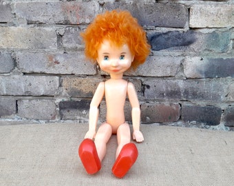 Doll "BURATINO" Pinocchio,Hard Plastic,Doll Toys collectible toy, vintage Ukrainian,Union, Vintage children's toy