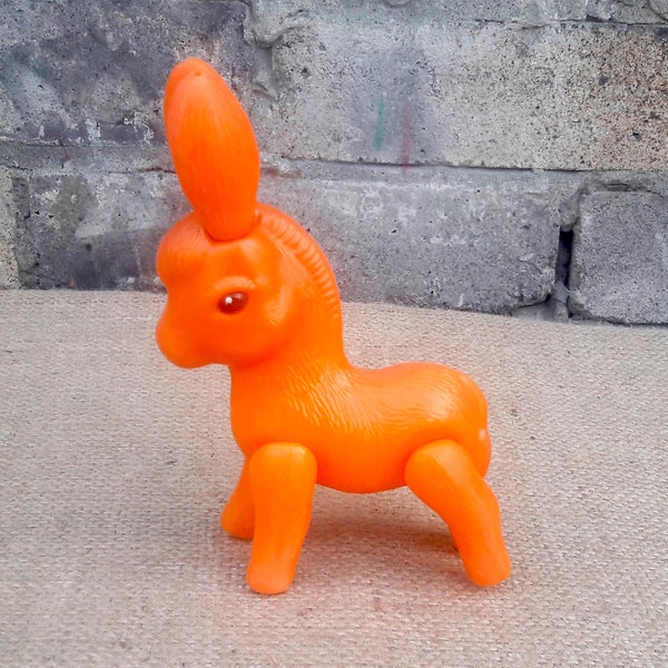 Vintage burro plastic toy, is animal Donkey, vintage toys are gift children, kids, baby. Old plastic toy