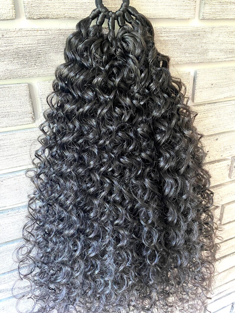 Black Curly Ponytail Extensions,curls, Wavy Hair on Elastic Band