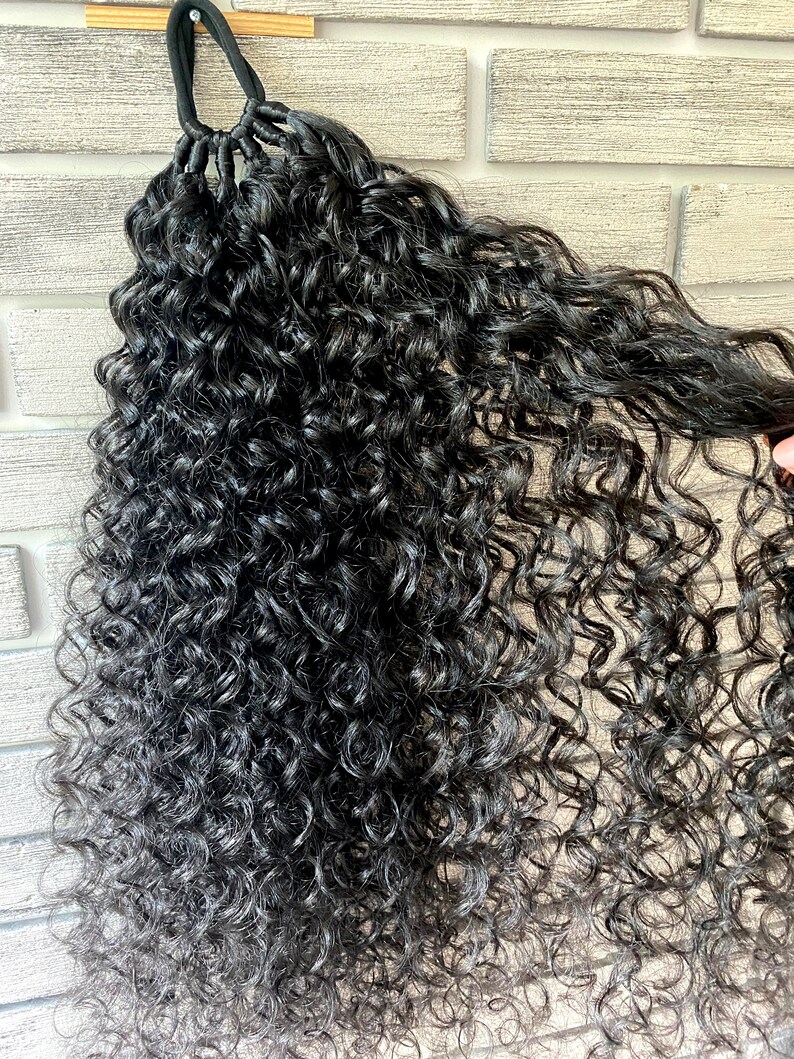 Black Curly Ponytail Extensions,curls, Wavy Hair on Elastic Band
