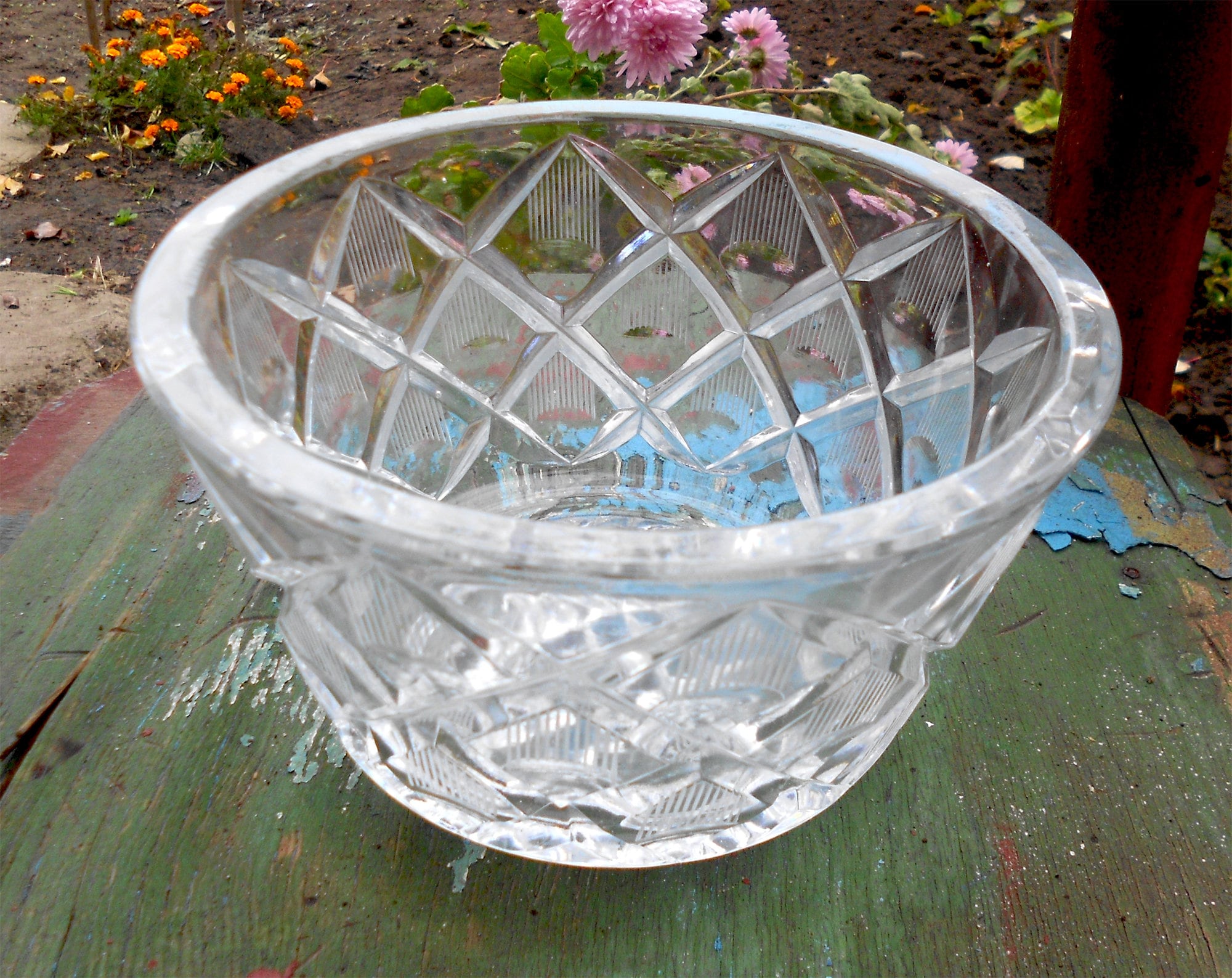 Kitchen & Dining USSR 1980s glassware table setting Crystal candy bowl