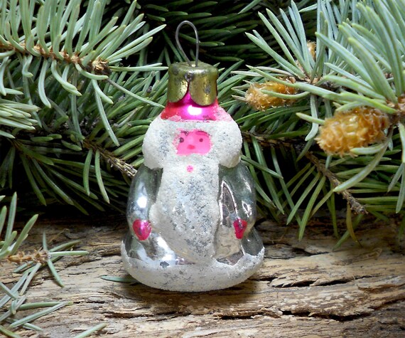 Cute Soviet Christmas Tree Decorations 1950s Onrament. Santa Claus and Snow Maiden Christmas Decoration USSR Cardboard Xmas Ornament