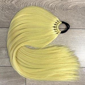 Blond Ponytail Extensions, blond Hair on Elastic Band, Synthetic Hair Extension on Hairband, Hair Wig, Kanekalon Hair.