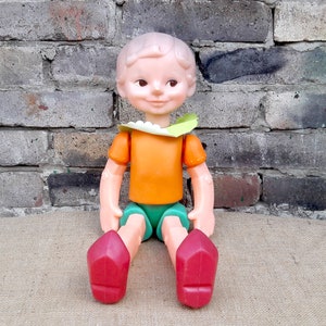 Doll &quot;BURATINO&quot; Pinocchio,Hard Plastic,Doll Toys collectible toy, vintage , Union, Vintage children&#39;s toy