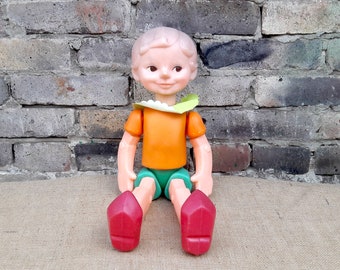 Doll "BURATINO" Pinocchio,Hard Plastic,Doll Toys collectible toy, vintage USSR, Union, Vintage children's toy