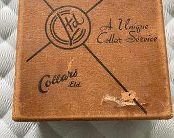 Box containing 11 collars and 2 bowties. c1950s