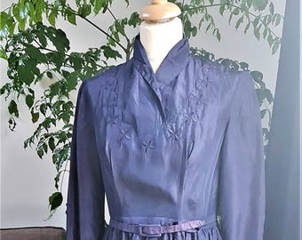 Vintage Cobalt Blue 30s/40s Taffeta Dress