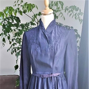 Vintage Cobalt Blue 30s/40s Taffeta Dress