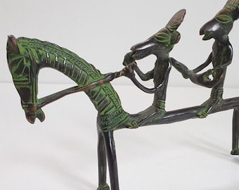 Dogon Bronze Pferde Figur Mali verlorenen Form Statuette 彫像