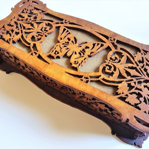 Delightful Antique Victorian Sewing Box Carved Wooden Fretwork