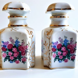Pair Antique Tea Caddies Hand Painted Porcelain Tea Caddies, circa 1850, Antique French Tea Caddy, Porcelaine de Paris