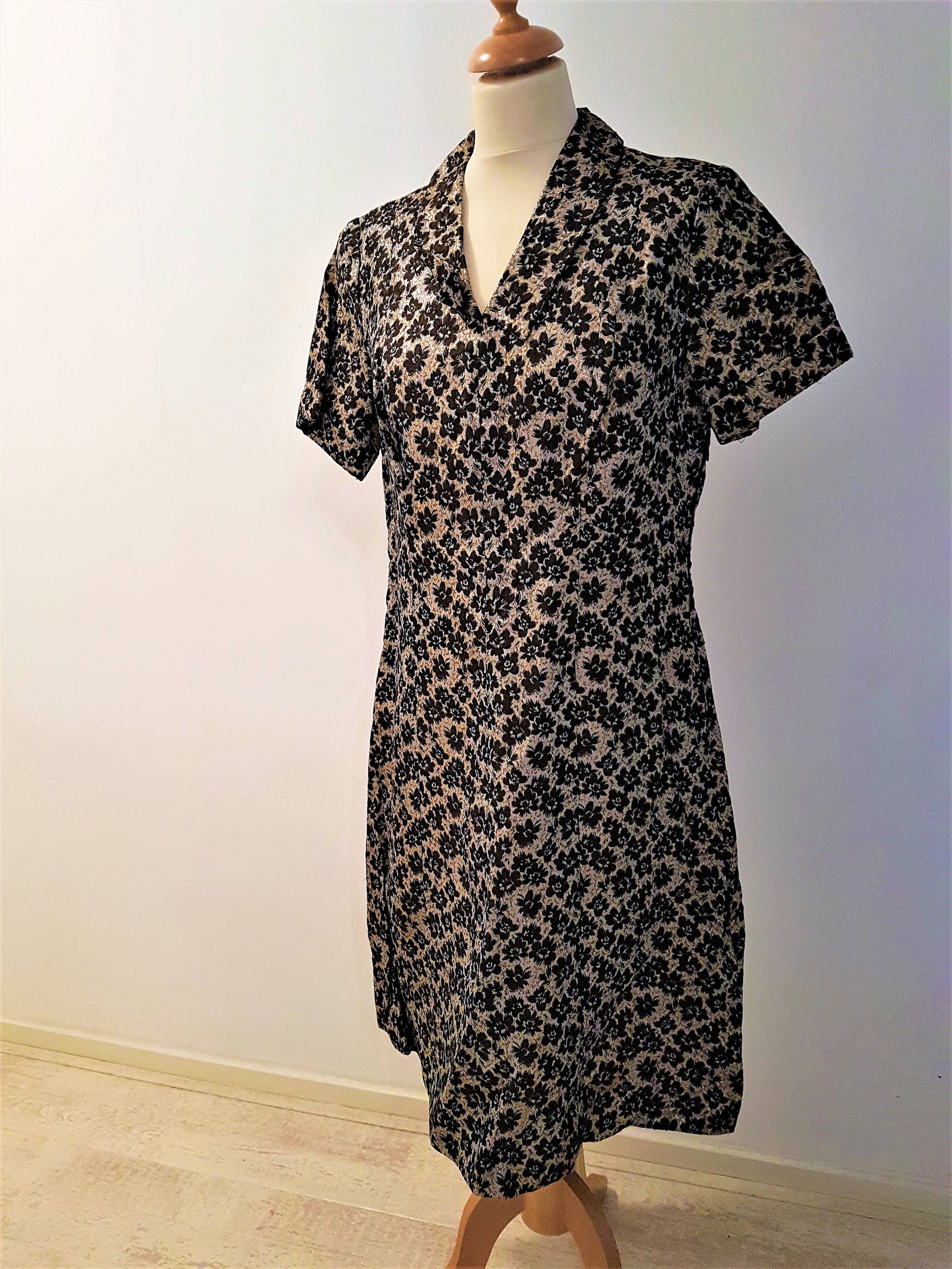 Two Piece Black and Gold Inlaid Collared Dress With Matching Top. - Etsy