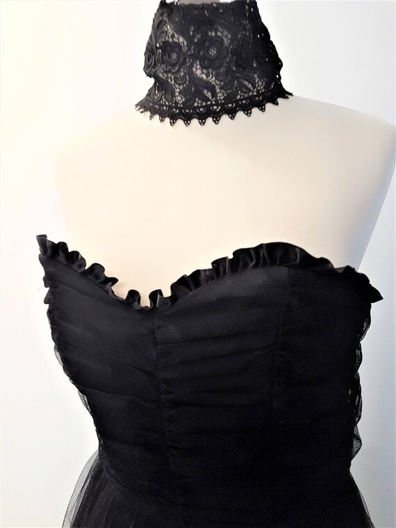 Vintage Black Tulle Evening Gown With Matching Lace Choker - Etsy