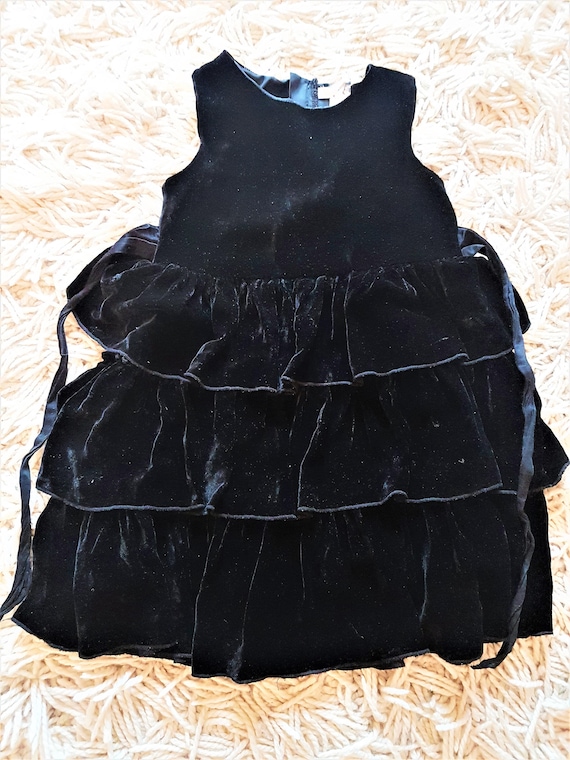 Black Crushed velvet Party Dress (Child)