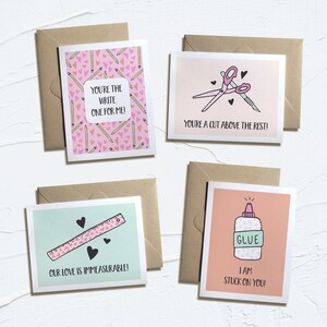 Pacote de cartões de dia dos namorados para ferramentas escolares! Cartões de Dia dos Namorados para impressão, Dia dos Namorados engraçados, download instantâneo, trocadilhos de amor, pacote de cartões, conjunto de 4, cartão eletrônico