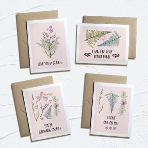 Bloemen Valentijnskaartenpakket! Afdrukbare Valentijnskaarten, grappige Valentijnskaarten, plantenkaarten, Instant Download, Love Puns, Card Pack, E-Cards