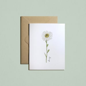 Afdrukbare geboortemaand bloemenkaart: APRIL-Daisy, verjaardag, briefpapier, Moederdag, aquarel, Instant Download