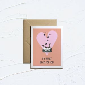 Afdrukbare Valentijnskaart - Mijn hart klopt voor jou! Valentijnskaarten, grappige Valentijnsdag, muziekkaarten, Instant Download, Love Puns, E-Card